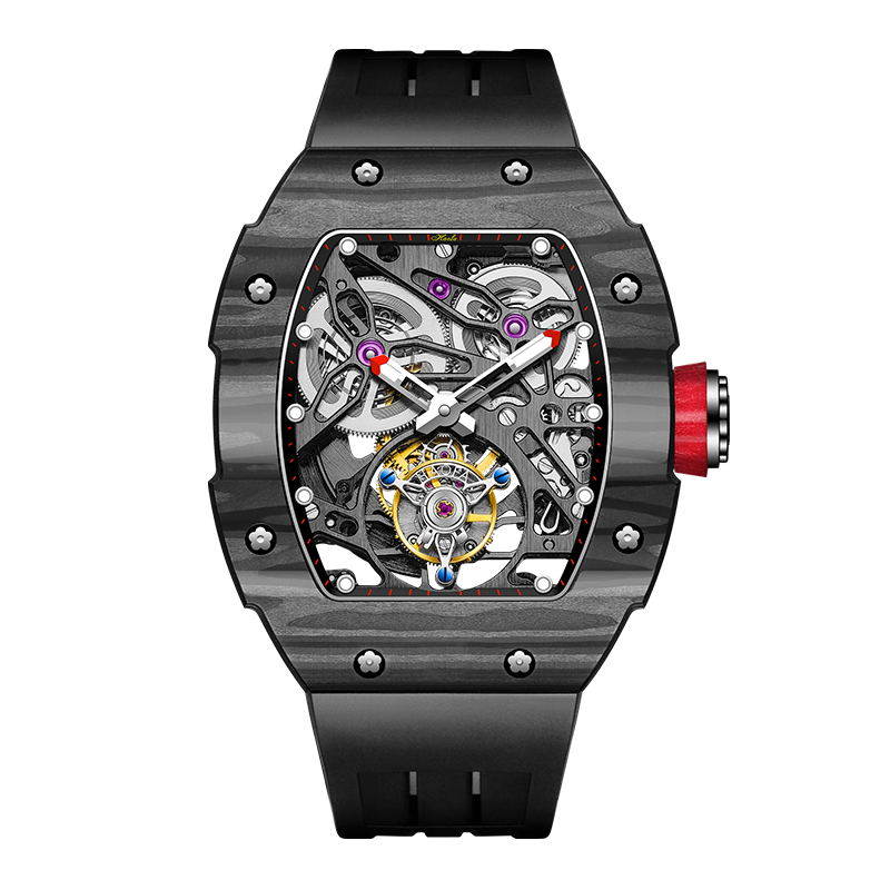 Haofa Tourbillon 1901-1カーボン素材+チタンマグネシウム合金、スケルトン、ツインバレル、自動巻き