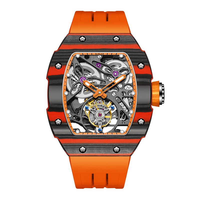 Haofa Tourbillon 1901-1カーボン素材+チタンマグネシウム合金、スケルトン、ツインバレル、自動巻き