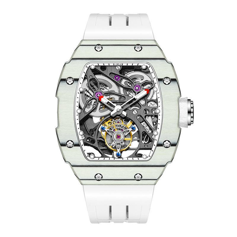 Haofa Tourbillon 1901-1カーボン素材+チタンマグネシウム合金、スケルトン、ツインバレル、自動巻き