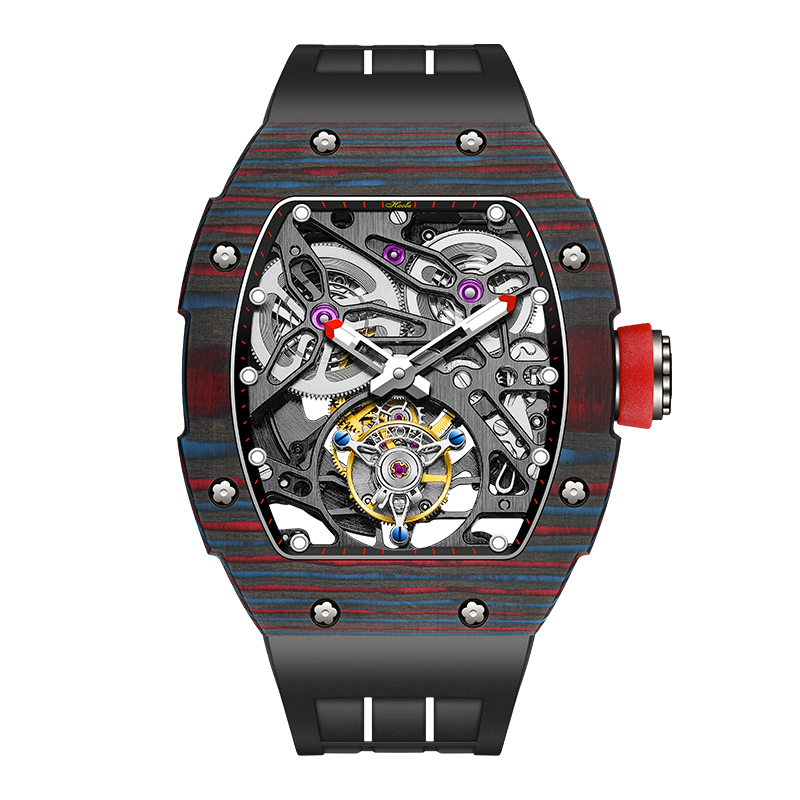 Haofa Tourbillon 1901-1カーボン素材+チタンマグネシウム合金、スケルトン、ツインバレル、自動巻き