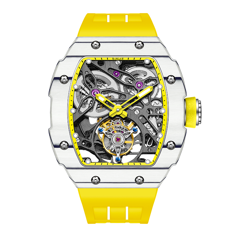 Haofa Tourbillon 1901-1カーボン素材+チタンマグネシウム合金、スケルトン、ツインバレル、自動巻き